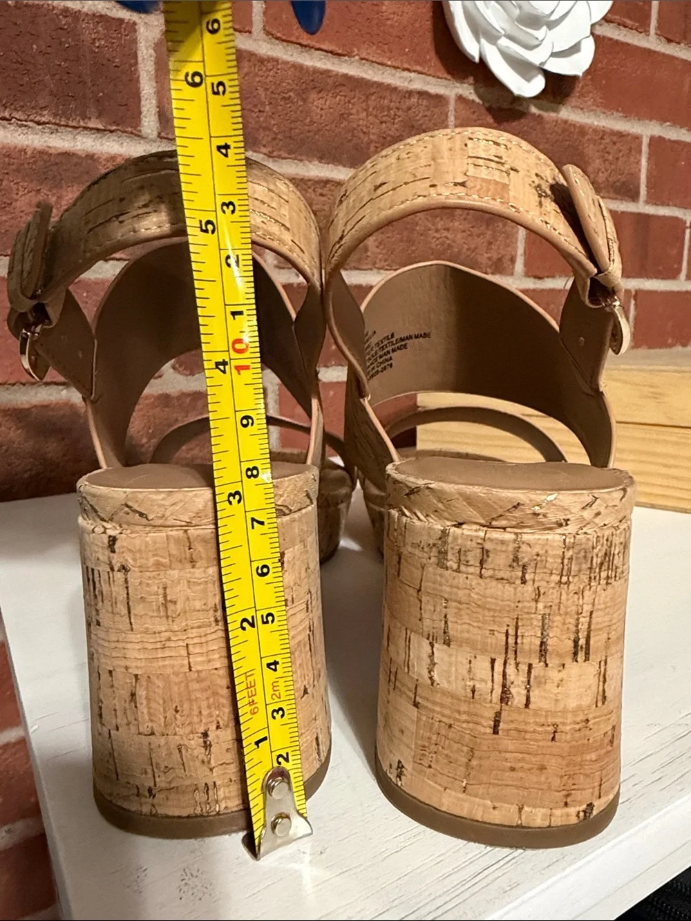 AEROSOLES Cork-Effect Platform Sandals — Natural Tan